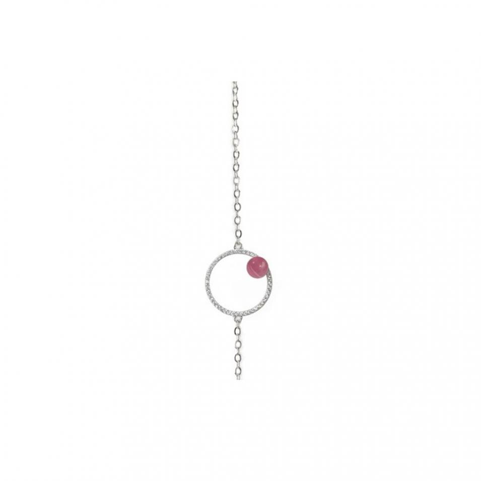 【FALAIYA x LA BELLE VIE】Bracelet round cercle with pink stone_SH3007ocp