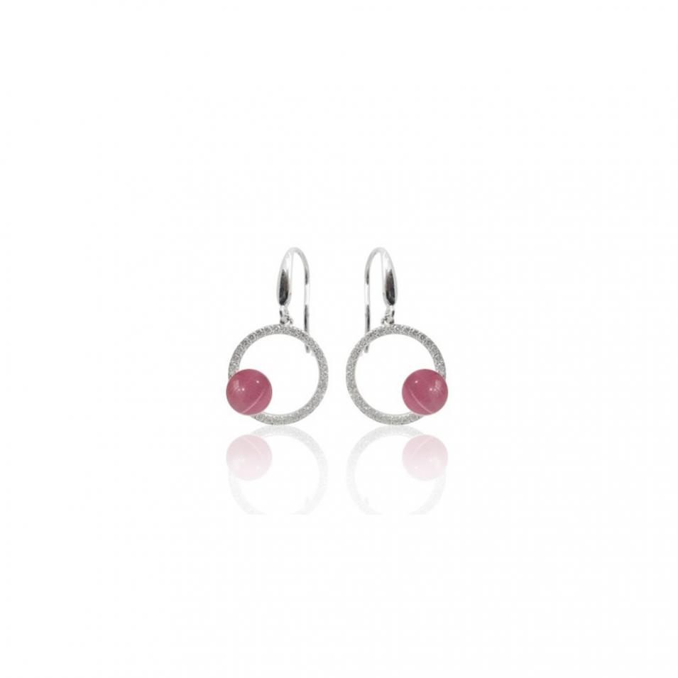 【FALAIYA x LA BELLE VIE】Earrings round circle  with pink stone earrings_EH3007ocp