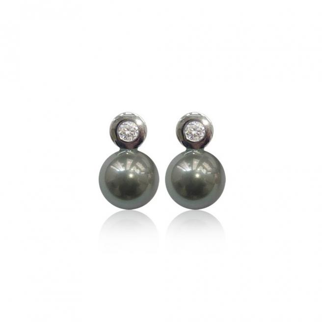 【FALAIYA x LA BELLE VIE】synthetic round pearl with oxyde zirconium setted earrings_JE0148